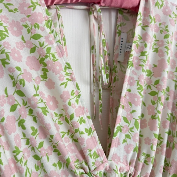 Floral V-Neck Mini Dress with Balloon Sleeves - Picture 2 of 5